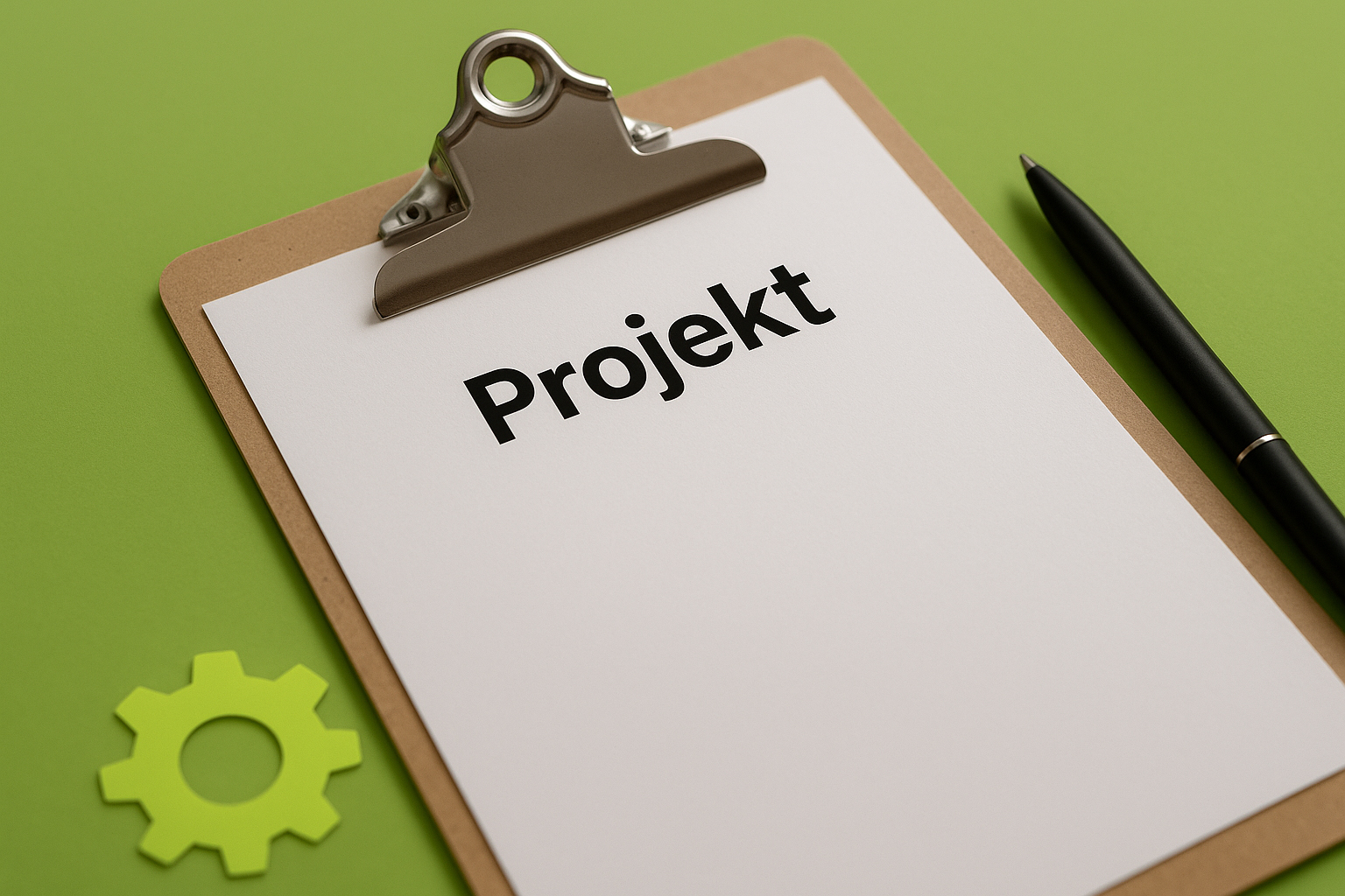 foto på en clipboard med ett vitt  papper på samt en pennaa