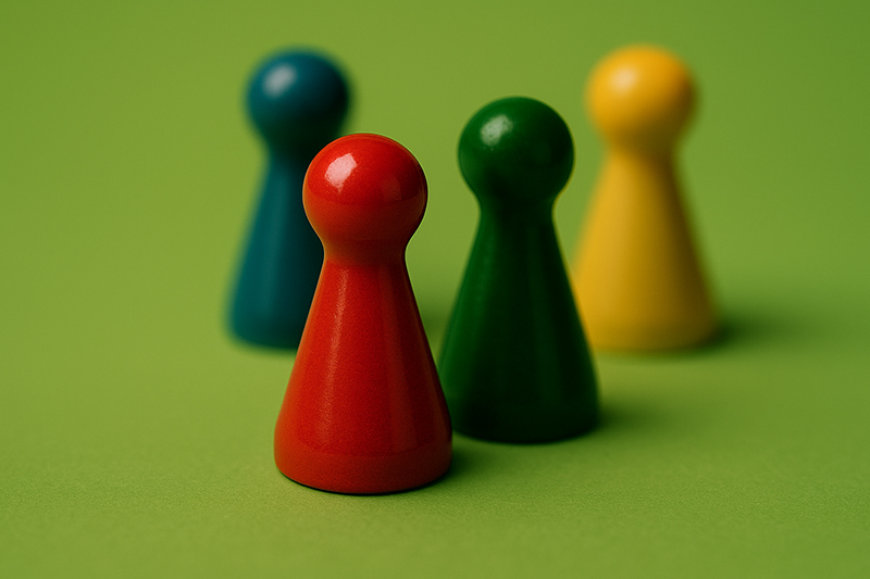 Närbild på spelpjäser